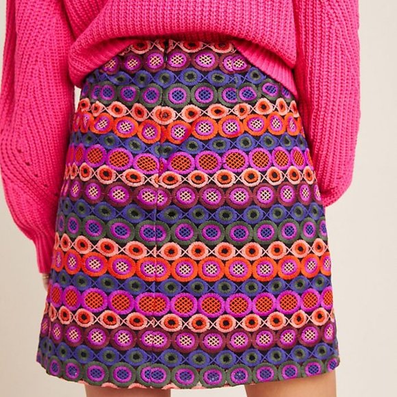 Anthropologie Hutch Embroidered Mini Skirt 12 - Picture 3 of 4